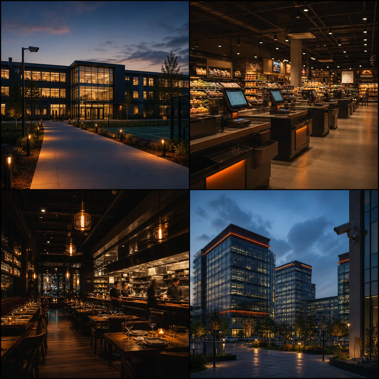 Representative education, retail, hospitality and commercial building environments